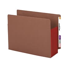 Smead Extra Wide Paper Stock File Pocket, 5.25 Expansion, Red/Redrope, 10/Box (73696)