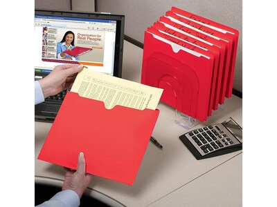 Smead File Jacket, Reinforced Straight-Cut Tab, Flat-No Expansion, Letter Size, Red, 100/Box (75509)