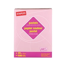 Staples Pastel 30% Recycled Colored Paper, 20 Lbs., 8.5 x 11, Pink, 5000/Carton (14779-AA)