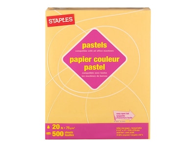 Staples Pastel 30% Recycled Colored Paper, 20 Lbs., 8.5" x 11", Goldenrod, 5000/Carton (14788-AA)