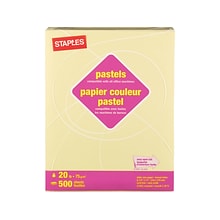 Staples Pastel 30% Recycled Colored Paper, 20 Lbs., 8.5 x 11, Canary, 5000/Carton (14787-AA)