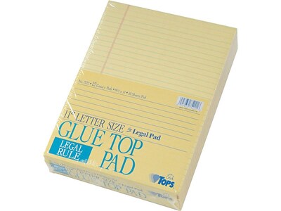 TOPS Legal Notepads, 8.5" x 11", Wide, Canary, 50 Sheets/Pad, 12 Pads/Pack (TOP 7522)