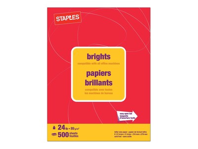 Brights Multipurpose Paper, 24 lbs., 8.5 x 11, Red, 500/Ream, 10 Reams/Carton (20104A)