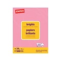 Staples® Brights Multipurpose Paper, 24 lbs., 8.5 x 11, Pink, 500/Ream (20106)