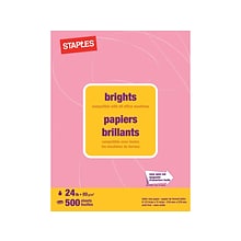 Staples® Brights Multipurpose Paper, 24 lbs., 8.5 x 11, Pink, 500/Ream (20106)