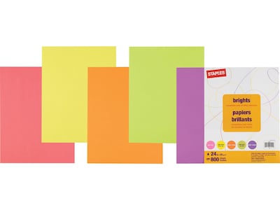 Staples® Brights 8.5 x 11 (US letter) Multipurpose Paper, 24 lbs., 800/Ream (25492)