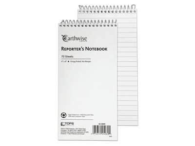 Ampad Earthwise Notepad, 4" x 8", Gregg, White, 70 Sheets/Pad, (TOP25-280R)