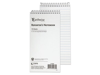 Ampad Earthwise Notepad, 4" x 8", Gregg, White, 70 Sheets/Pad, (TOP25-280R)