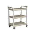 Rubbermaid 3-Shelf Plastic/Poly Mobile Utility Cart with Swivel Wheels, Platinum (FG342488PLAT)