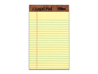 TOPS The Legal Pad Notepads, 5 x 8, Legal, Canary, 50 Sheets/Pad, 12 Pads/Pack (TOP 7501)