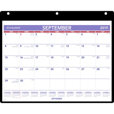 2019-2020 At-A-Glance® 11 x 8 1/4 Academic Desk/Wall Calendar With Cover And Vinyl Holder, September Start, 16mo (Sk7-00-20)