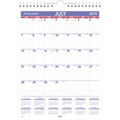 2019-2020 At-A-Glance® 8 x 11 Academic Mini Monthly Wall Calendar, 12 Months, July Start, Wirebound (Ay1-28-20)