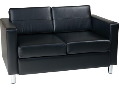 Office Star Avenue Six Pacific 51.5L Vinyl Loveseat, Black (PAC52-V18)