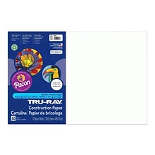 Tru-Ray 12 x 18 Construction Paper, White, 50 Sheets (P103058)