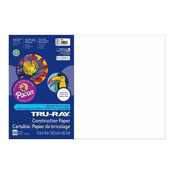 Tru-Ray Sulphite Construction Paper, 12 x 18 Inches, Blue, 50