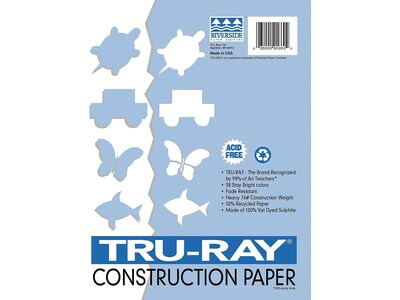 Pacon Tru-Ray Construction Paper, 76 lbs., 12 x 18, White, 50