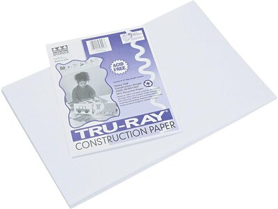 Tru-Ray 12" x 18" Construction Paper, White, 50 Sheets (P103058)