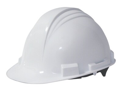 North Safety HDPE Type I ANSI Class E 4-Point Pinlock Suspension Short Brim Hard Hat, White (A59010000)