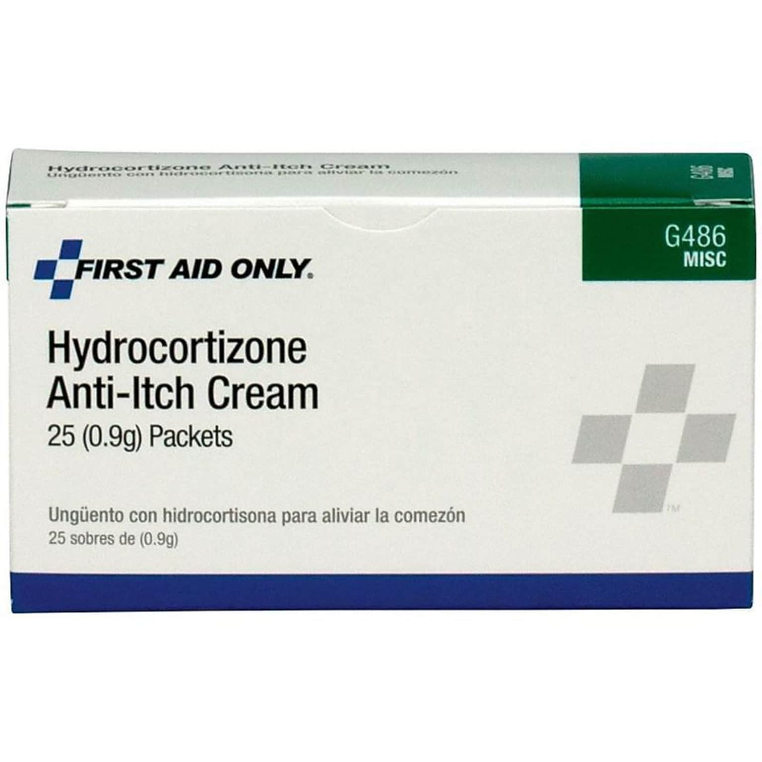 First Aid Only Anti-Itch Cream with Hydrocortisone, 0.03 oz., 25/Box (G486)