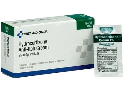 First Aid Only Anti-Itch Cream with Hydrocortisone, 0.03 oz., 25/Box (G486)