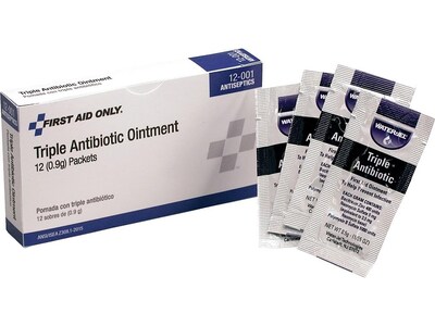 First Aid Only Triple Antibiotic Ointment Packets, 0.02 oz., 12/Box (12-001ST)