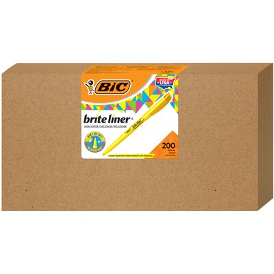 BIC Brite Liner Pocket Highlighter, Chisel, Yellow, 200/Count (BL200-YEL)