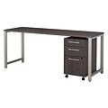 Bush Business Furniture 400 Series 72W x 24D Table Desk with 3 Drawer Mobile File Cabinet, Storm Gray/Storm Gray (400S154SG)