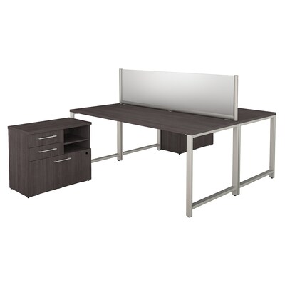 Bush Business Furniture 400 Series 72W x 30D 2 Person Workstation with Table Desks and Storage, Storm Gray (400S141SG)