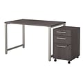 Bush Business Furniture 400 Series 48W x 30D Table Desk with 3 Drawer Mobile File Cabinet, Storm Gray/Storm Gray (400S149SG)