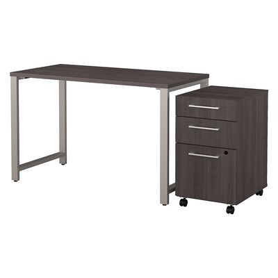Bush Business Furniture 400 Series 48W x 24D Table Desk with 3 Drawer Mobile File Cabinet, Storm Gray/Storm Gray (400S152SG)