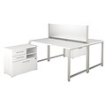Bush Business Furniture 400 Series 60W x 30D 2 Person Workstation with Table Desks and Storage, White/White (400S142WH)