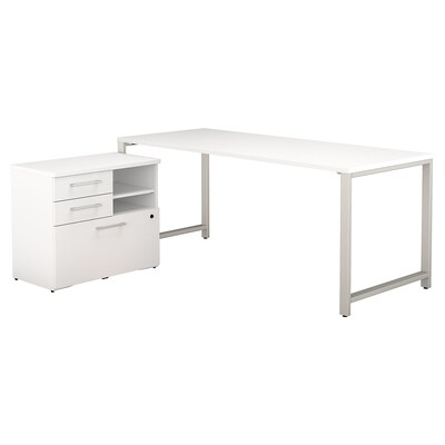 Bush Business Furniture 400 Series 72W x 30D Table Desk with Storage, White/White, Installed (400S157WHFA)