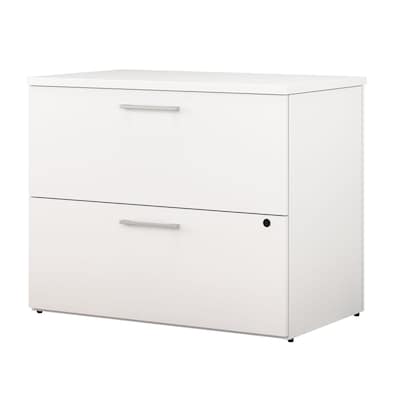 Bush Business Furniture 400 Series 36W 2 Drawer Lateral File Cabinet, White, Installed (400SFL236WHKFA)