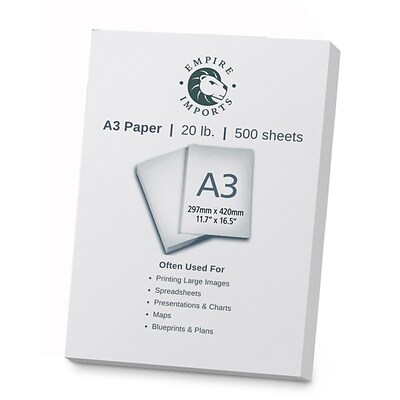Empire Imports Multi-Purpose Paper, 20 lb., A3 Size, White, 500 Sheets/Ream (A320R)