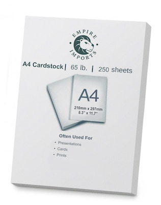 Empire Imports 65 lb. Cardstock Paper, 8.27 x 11.69, White, 250 Sheets/Ream (A4CARD)