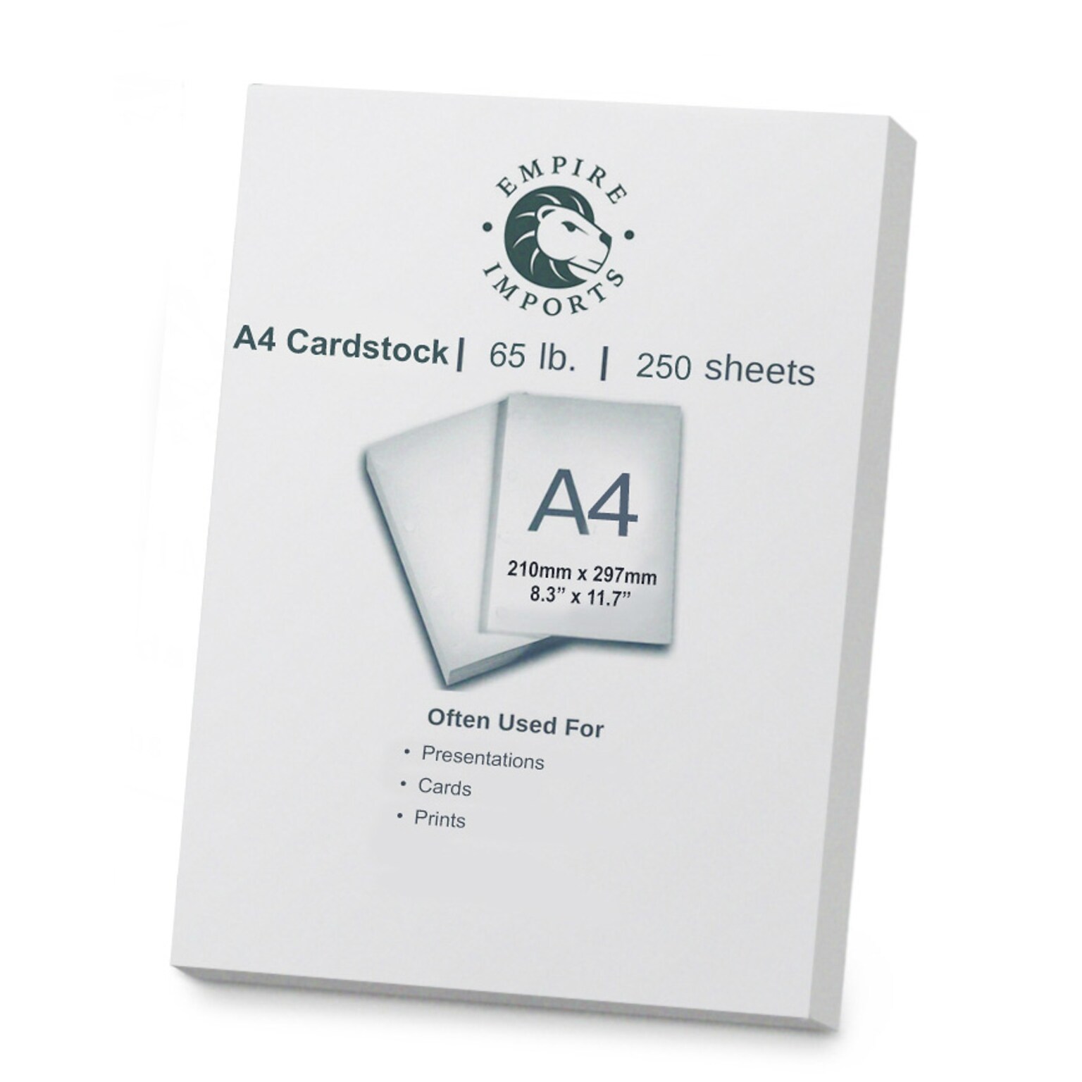 Empire Imports 65 lb. Cardstock Paper, 8.27 x 11.69, White, 250 Sheets/Ream (A4CARD)