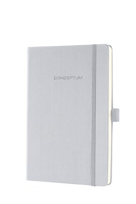 Sigel Hardcover Notebook with Elastic Closure, Lined, Light Grey, A5 Journal Size (SGA5HEL-LG)