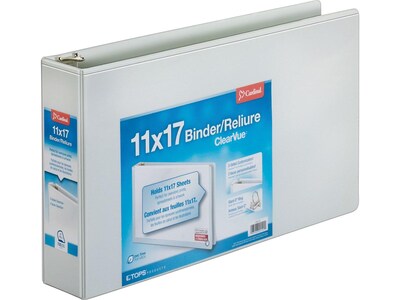 Cardinal 3 3-Ring View Binders, D-Ring, White (22142V4)