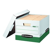 Bankers Box® R-Kive Heavy-Duty FastFold File Storage Boxes, Lift-Off Lid, Letter/Legal Size, White/G