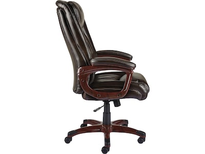 Better Homes and Gardens Executive Mid-Back Manager's Office Chair with Arms Brown Bonded Leather