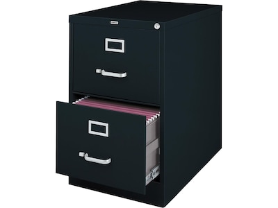 Quill Brand® 2 File Drawers Vertical File Cabinet, Locking, Black, Legal, 26.5D (13447D)