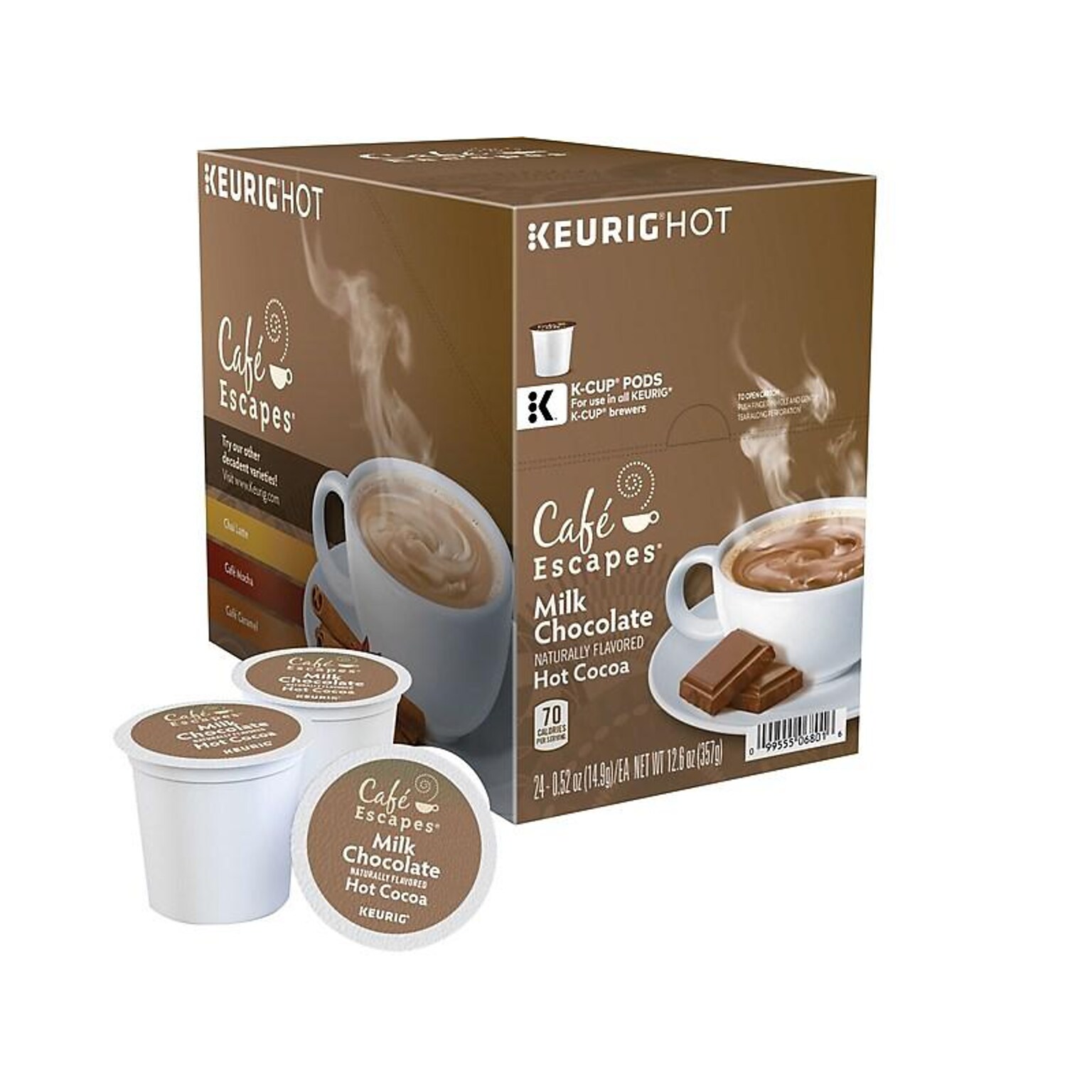 Cafe Escapes Milk Chocolate Hot Cocoa, Keurig® K-Cup® Pods, 24/Box (6801)