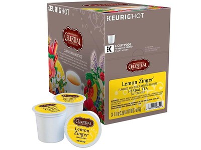 Celestial Seasonings Lemon Zinger Herbal Tea, Keurig® K-Cup® Pods, 24/Box (14732)