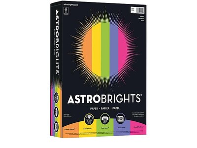 Astrobrights Colored Paper, 24 lbs., 8.5 x 11, Assorted Happy Colors, 500 Sheets/Ream (21289)