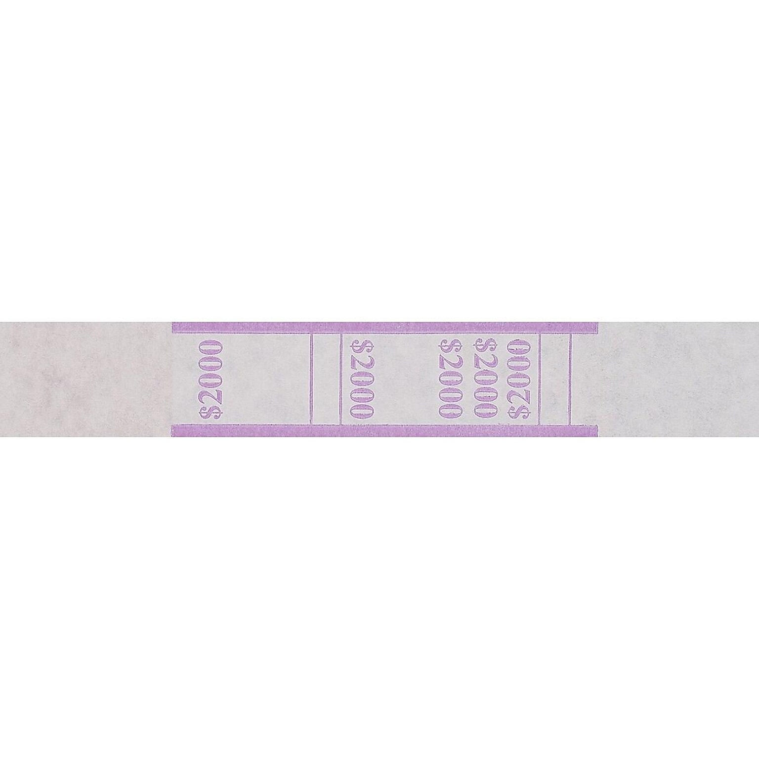 Pap-R Products Currency Strap, White with Violet Print, 1000/Pack (402000)