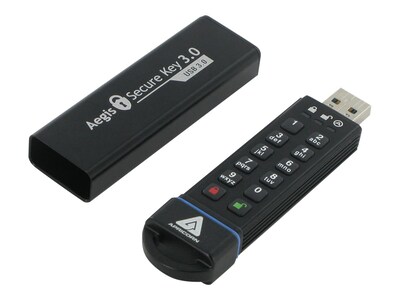 Apricorn Aegis Secure Key 16GB USB 3.0 Type A Flash Drive, Black (ASK3-16GB)