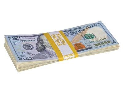 Pap-R Products Currency Straps, White with Mustard Print, 1000/Pack (410000)