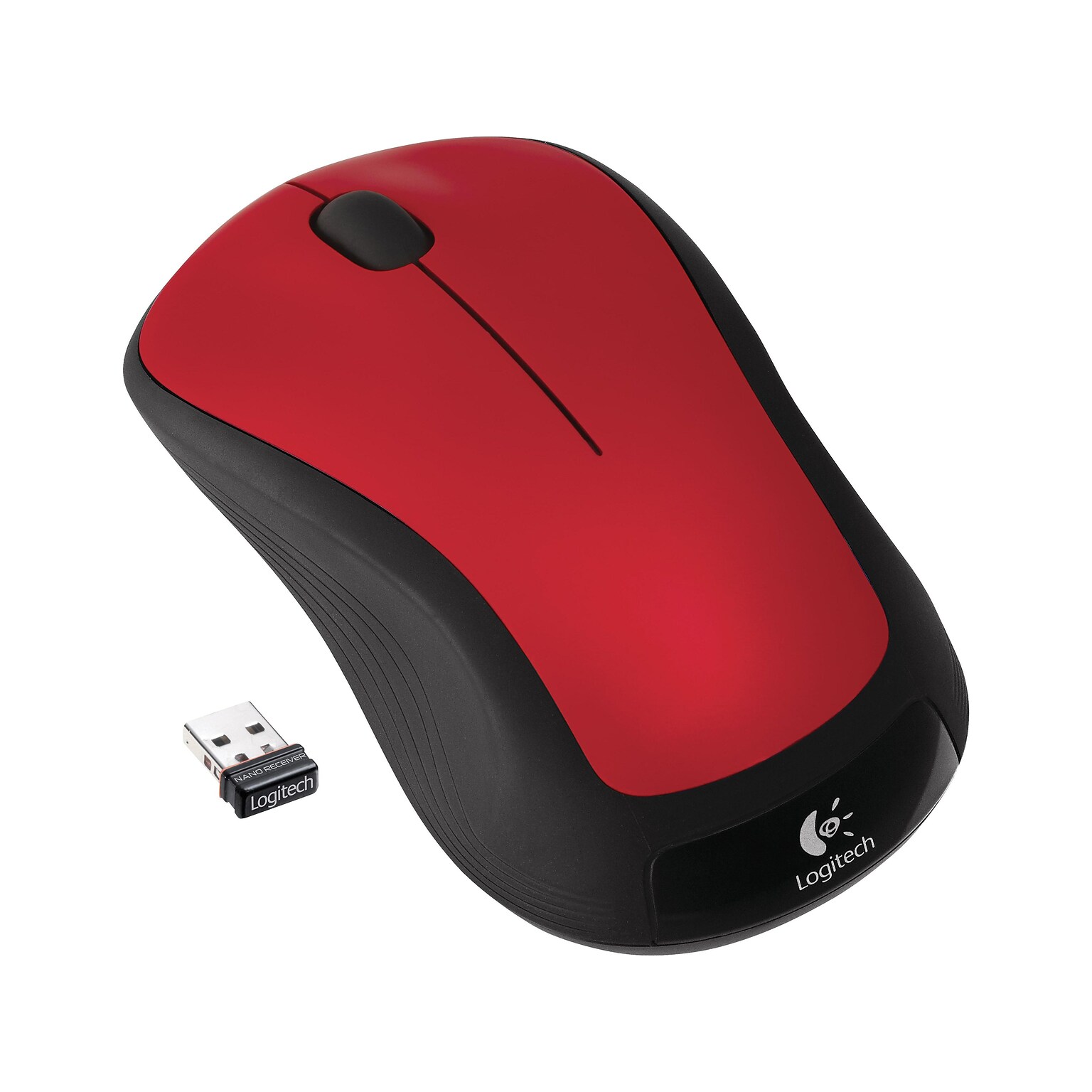 Logitech M310 Wireless Ambidextrous Optical USB Mouse, Flame Red (910-002486)