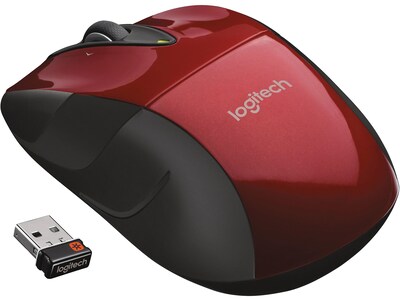 Logitech M525 910-002697 Wireless Optical Mouse, Red/Black