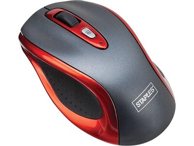 Staples 26504 Wireless Optical Mouse, Red